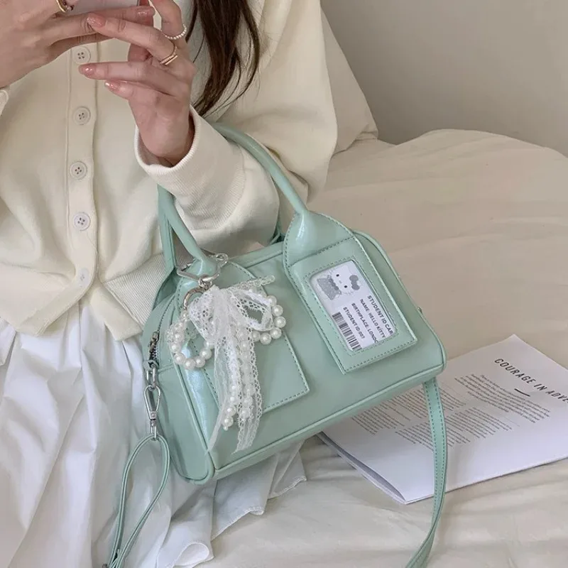 

Large Capacity Korean Student School Shoulder Bag Solid Color Sweet Portable Messenger Handbag Fashion Design