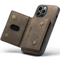 Case For iPhone 16 15 14 13 12 11 Pro Max 17 ProMax Retro Flip Leather Wallet Magnetic  Detachable Cover Coque Hoesje DG.Ming