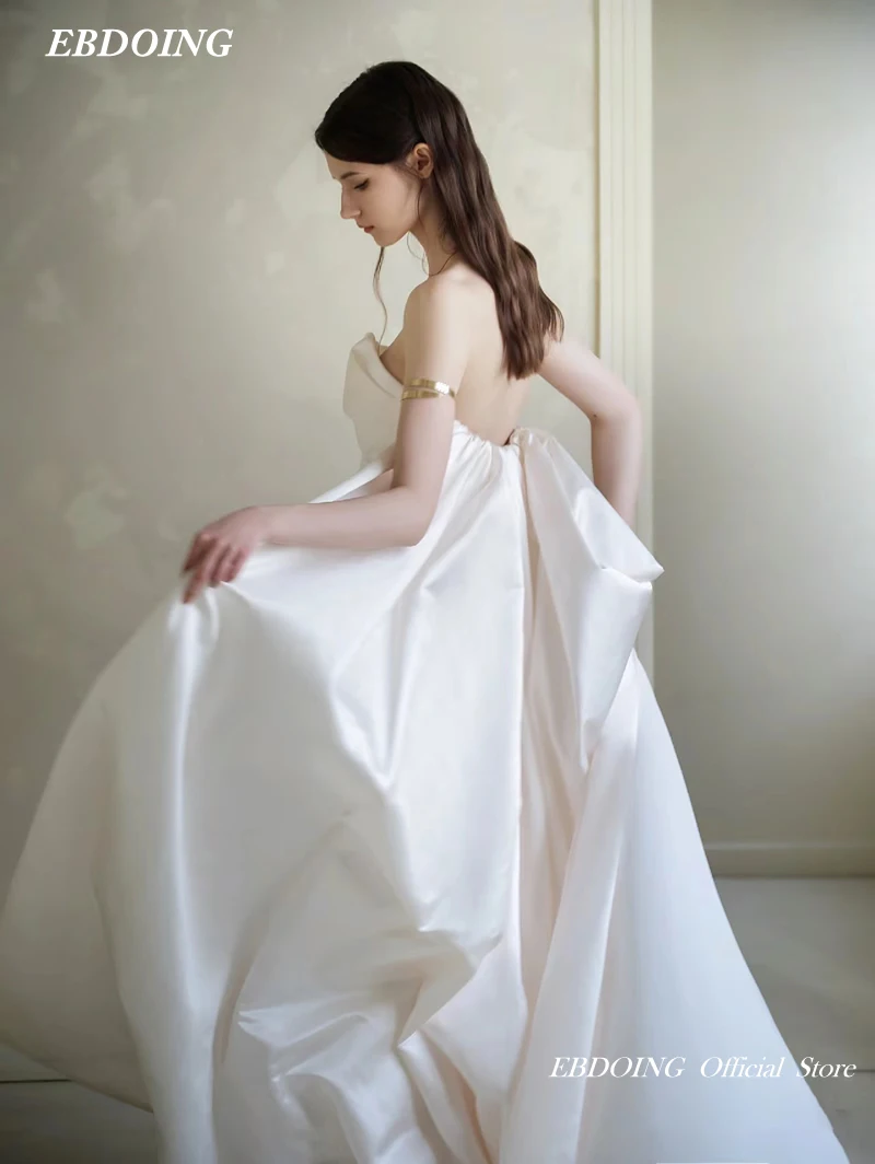 Newest Wedding Dress A-Line Satin Boat Neck WIth Detachable Lace Sleeves Off The Shoulder Vestidos De Novias 2024