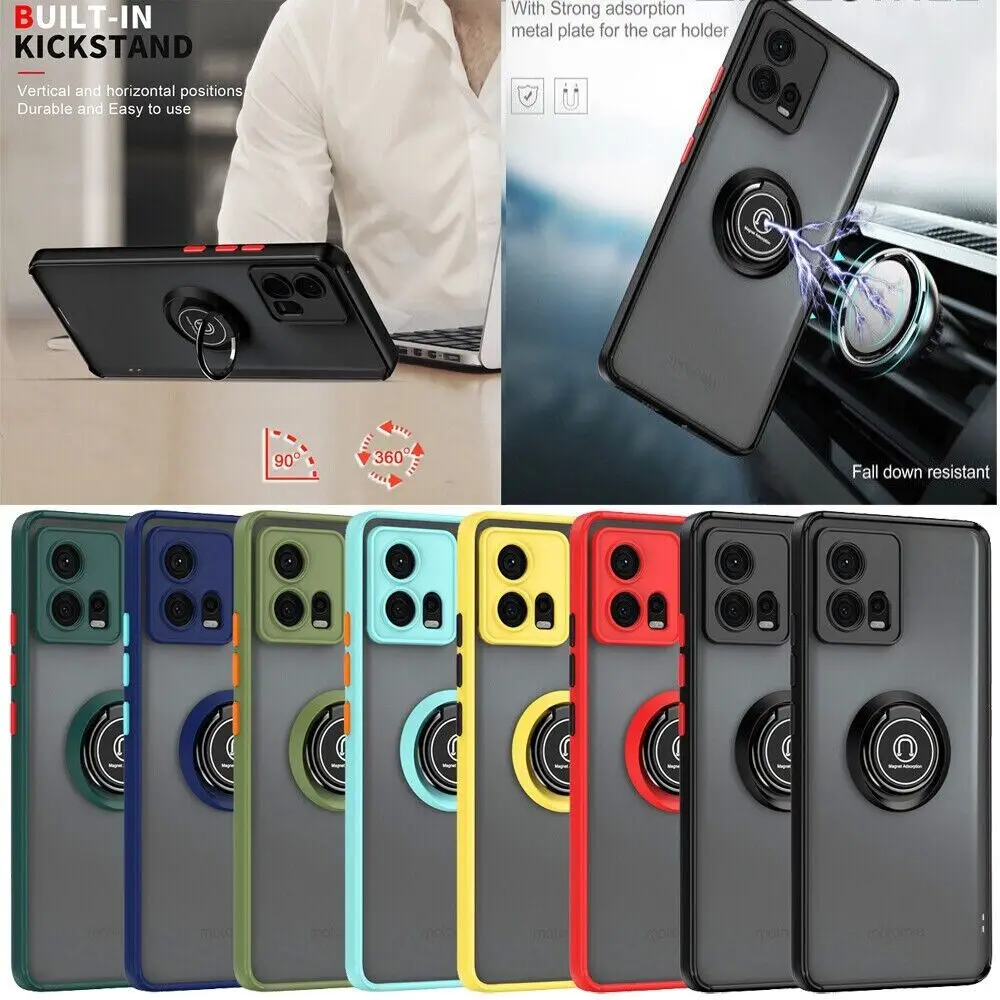 Armor Matte Case For Motorola Moto Edge 40 Neo Edge 30 Fusion Ultra Cover Ring Magnetic Holder Stand Coque Funda