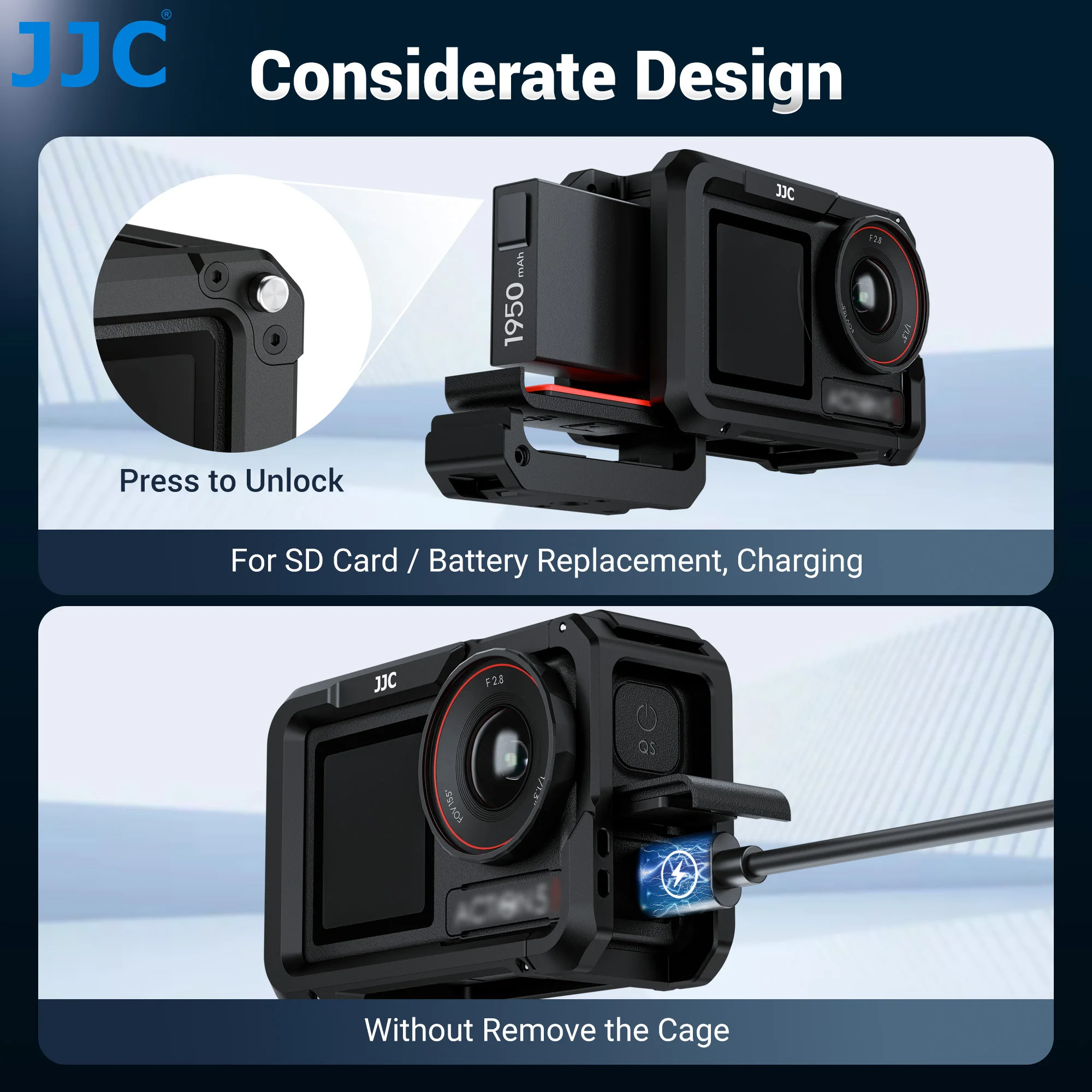 JJC Metal Cage for DJI Osmo Action 5 Pro 4 3 Full Protective Frame Case With Lens Cap Quick Release Mount Cold Shoe Expansion