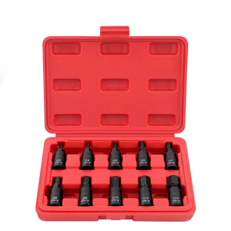 Hi-Spec 10PC 3/8" Drive Socket Set H3-14/T20-60/M4-16 with Red Case, Professional Torx/Hex/Spline Tool Kit for Auto Maintenance - view 3