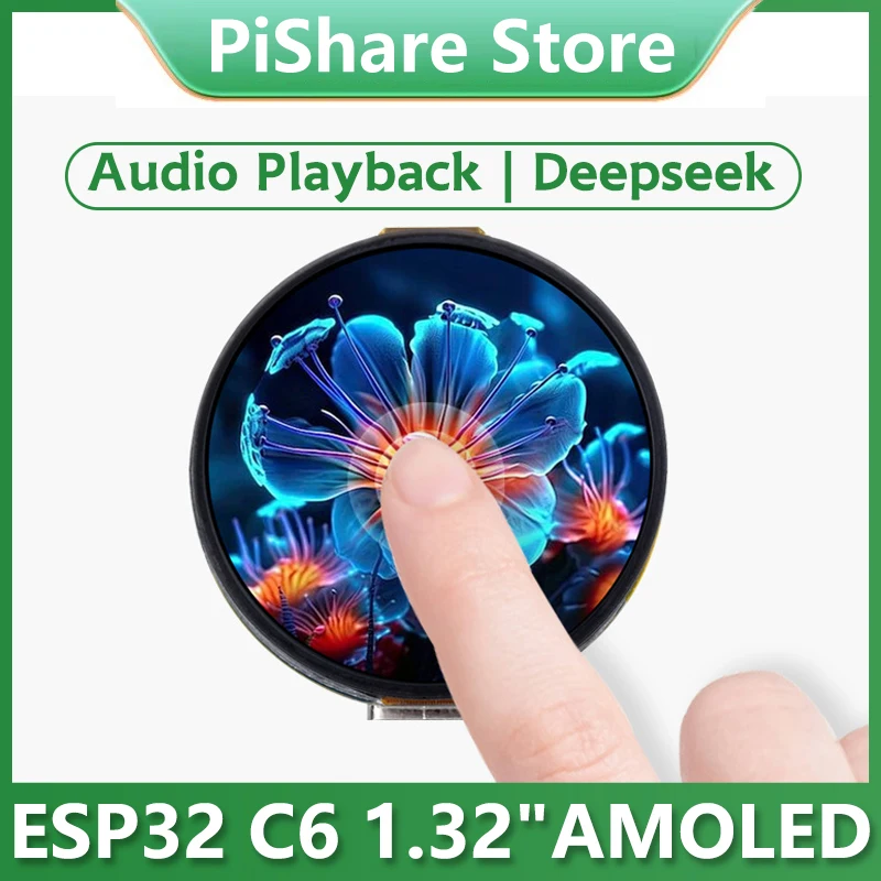 

ESP32 C6 1.32inch AMOLED Development Board 1.32 inch Display QSPI Interface WiFi 6 Audio Acquisition Deepseek