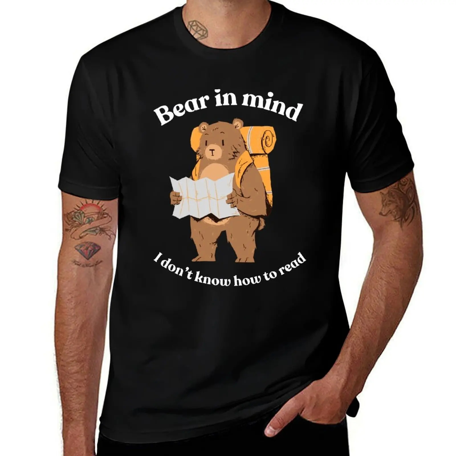 

Cute Funny Bear in Mind Adventure Hiking T-Shirt man t shirts cotton mens graphic t shirts T-Shirt