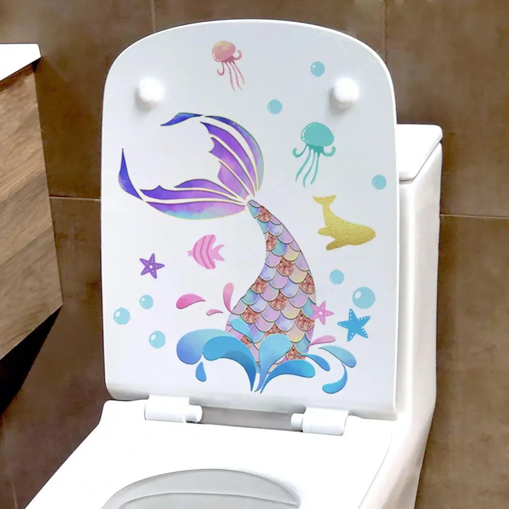 Diy Toilet Stickers Colorful Fish Tail Toilet Stickers Easy Peel Removable Bathroom Decals for Wall Decoration Home Decorative