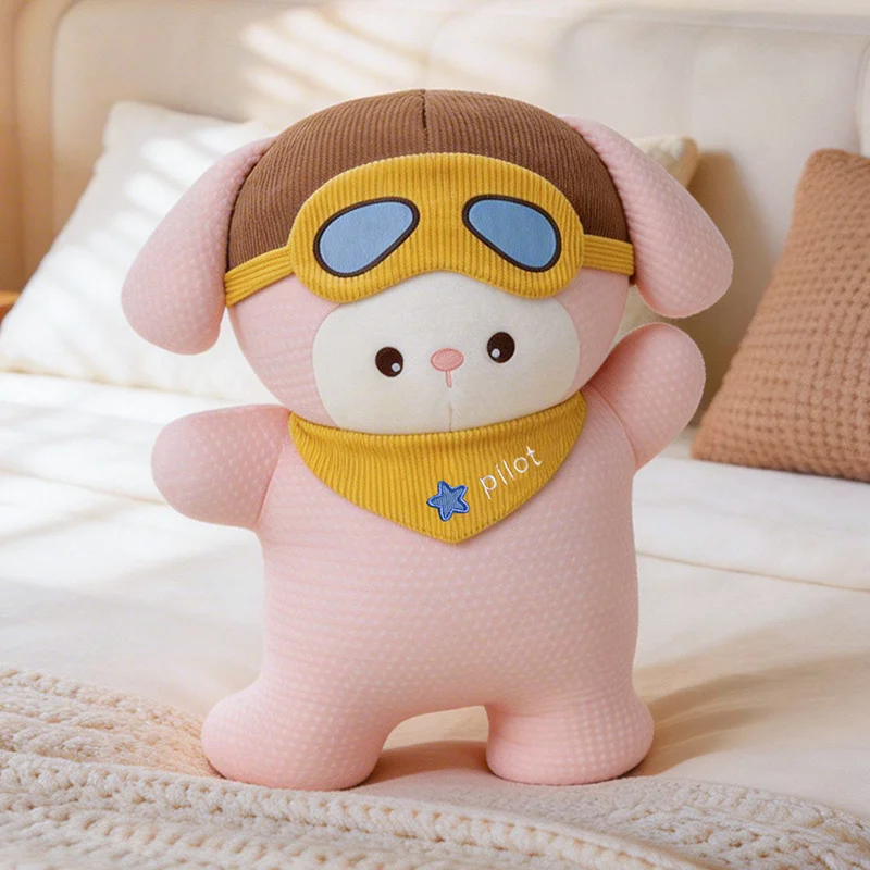 Soft Ice Silk Pilot Dog Plush Pillow Cute Cooling Stuffed Puppy Doll Ideal for  Bedroom Decor and Stress Relief.
