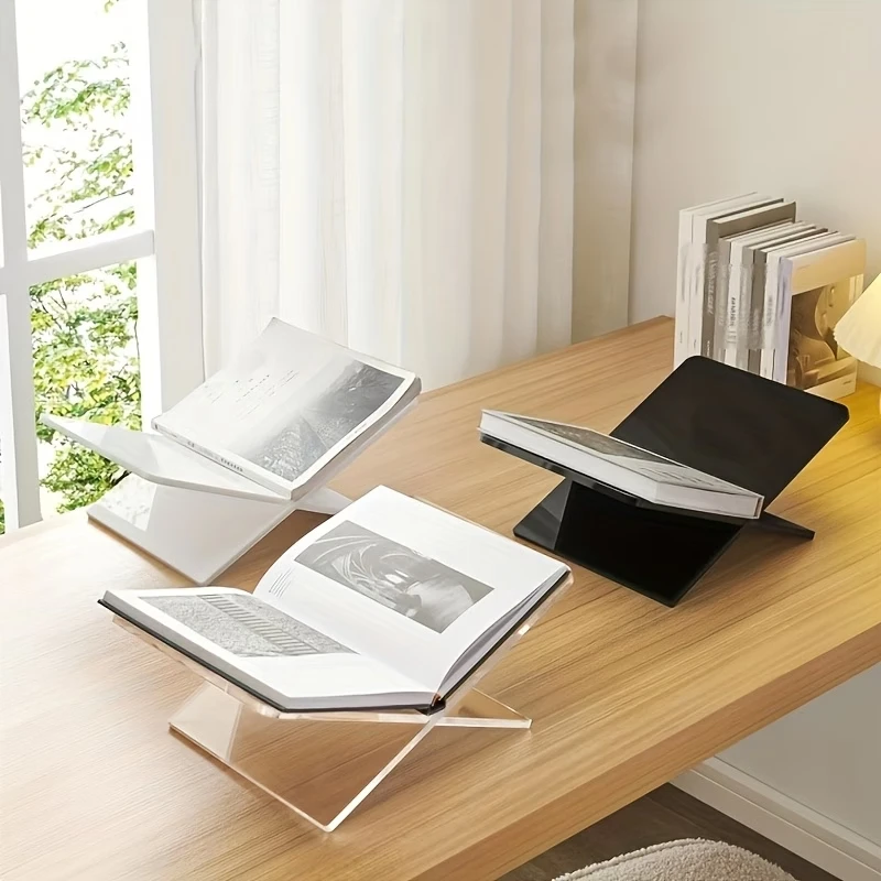 Transparent Acrylic X-Shaped Reading Stand (2D Flat Printing): Made from Durable Material,Easily Supports Books,Recipes,Magazine