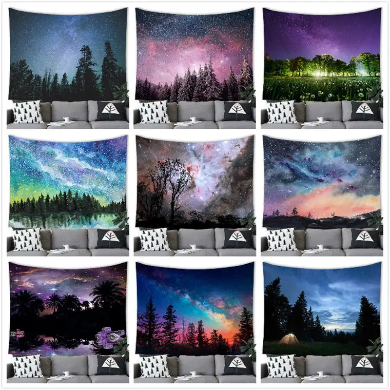 

Night Starry Sky Tapestry Wall Hanging Nature Galaxy Printing Decor Tapestry Home Room Decoration Background Wall Decor