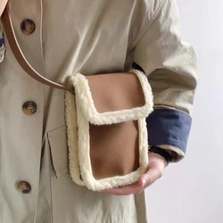 Children Messenger Bags Lamb Hair Phone Bag Plush Bag Purse and Handbags Crossbody Mother Kids Bags for Girl Designer Bag Сумка