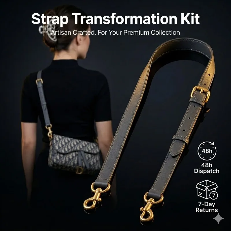 

Adjustable Crossbody Strap for Vintage Saddle Bag Microfiber Leather Replacement Shoulder Belt Antique Gold Hardware Accessories