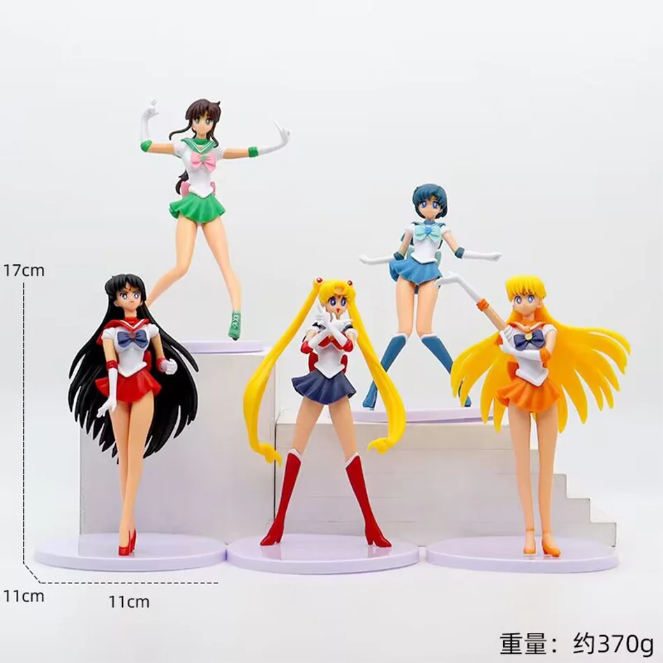 5pcs-Set Sailor Moon Anime Figure Mizuno Ami Tsukino Usagi Hino Rei Aino Minako Action Figure Model Kawaii Doll Toys Gift