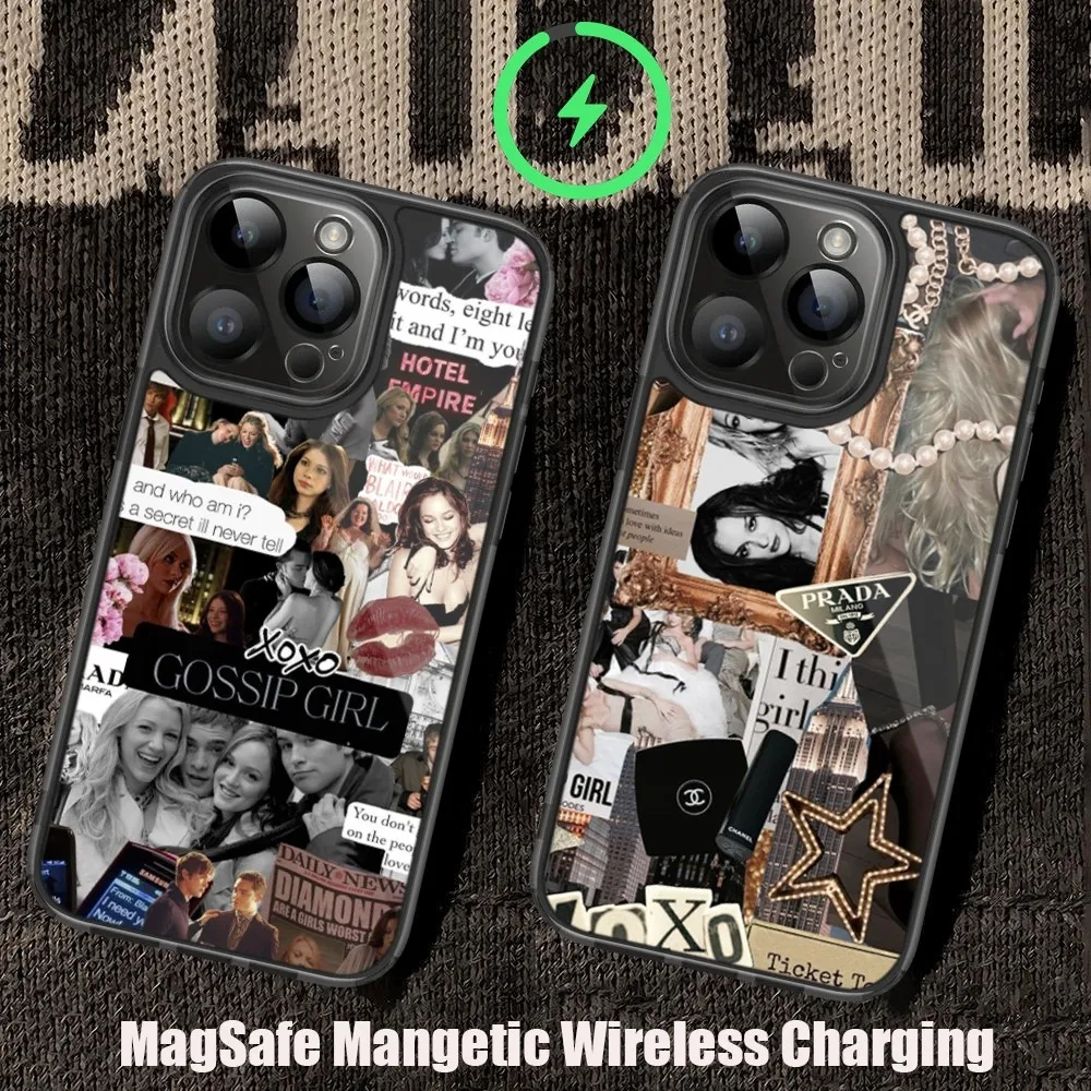 G-Gossip G-Girl Phone Case For iPhone 11 12 13 14 15 Pro Max Plus Mini Magsafe Magnetic Wireless Charging Shell