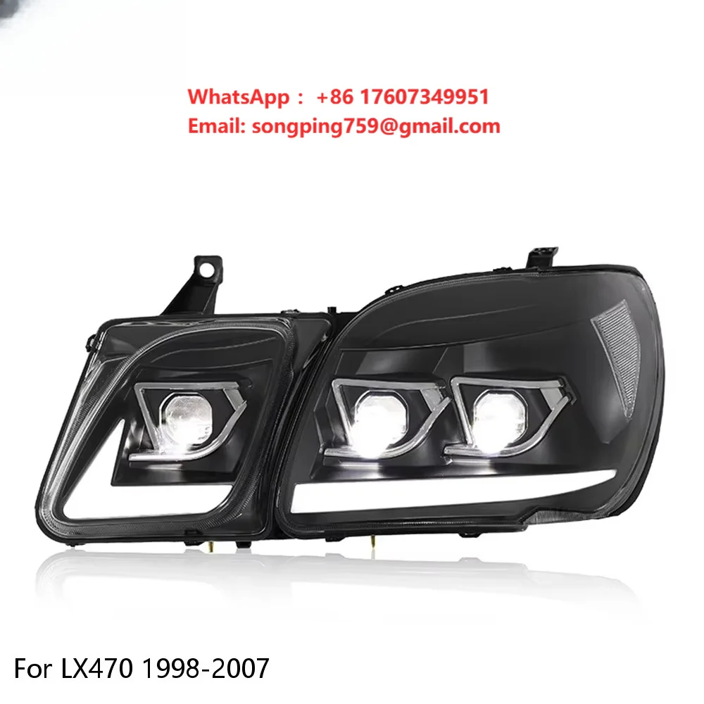 KUYINKE New LED Headlight Assembly for LEXUS LX470 1998-2007 3-Lenses LED DRL Turn Signal Light LED Headlight Plug and Play