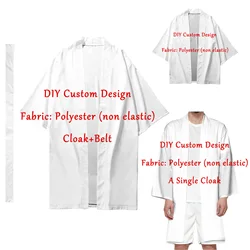 Summer Men's Long Kimonos Anime Cosplay Dojo Cloak With Free Custom Patterns DIY Haori Samurai Kimono Women Japanese Beach 2023