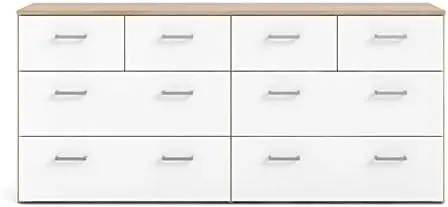 Commode double 8 MELDouble, structure en chêne, blanc