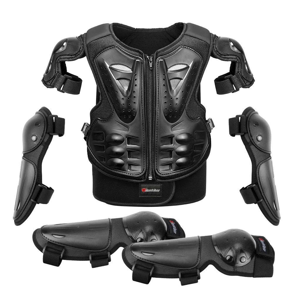 Kid's Motorcycle Armor Chest Vest Protection Motocross Body Armor Jacket Protective child Moto Armors Riding Kneepads Elbowpads
