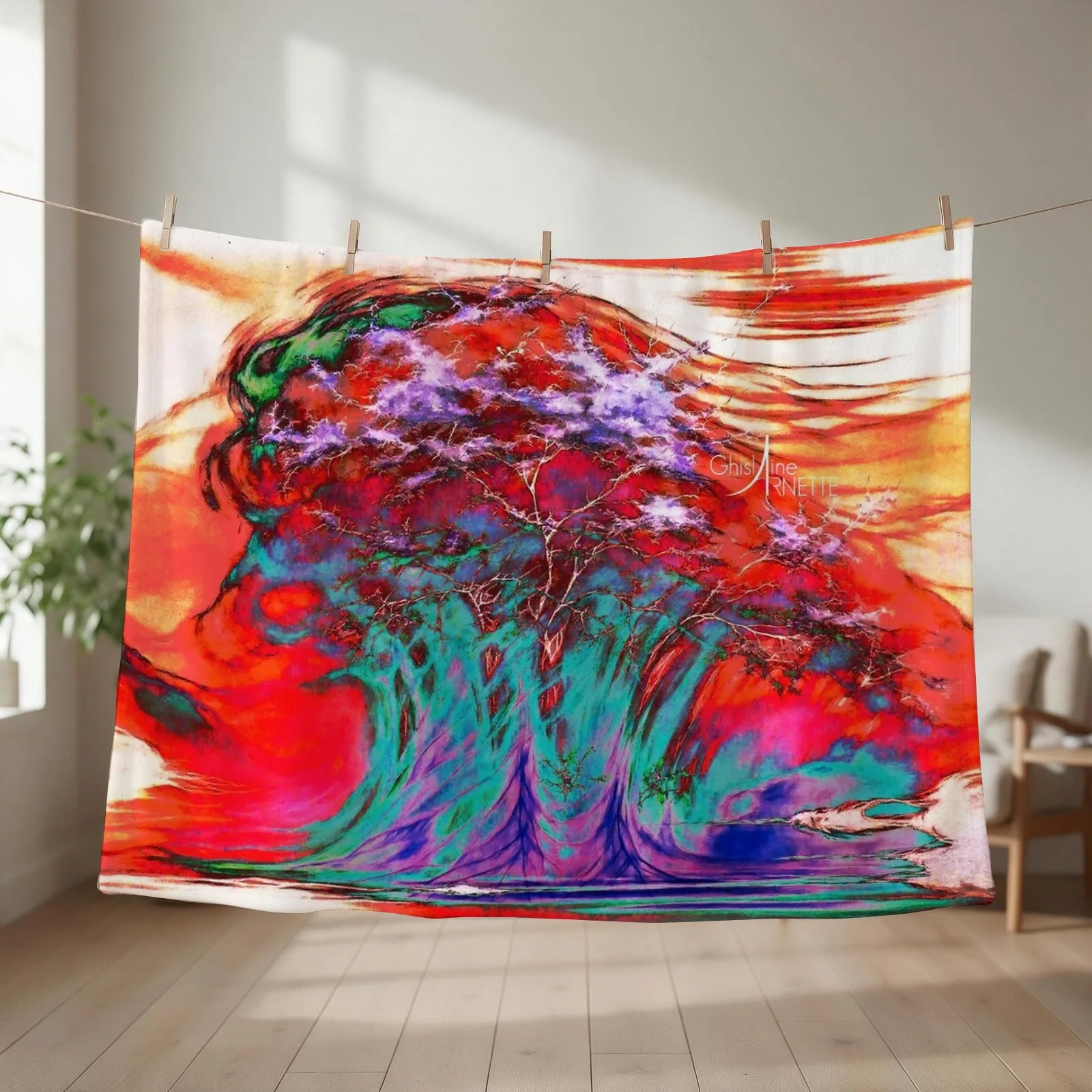 New Fantastic landscape, bordering on abstraction. Throw Blanket couch cozy soft plush fuzzy picnic outdoor blanket