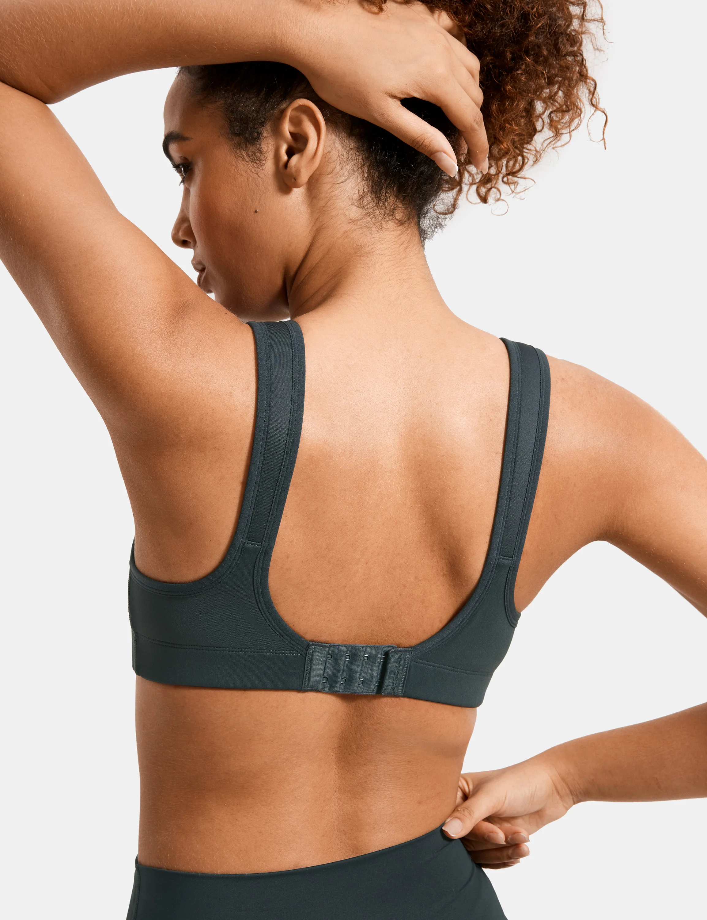 SYROKAN Reggiseni sportivi regolabili sul davanti per donna Reggiseno da corsa per allenamento senza ferretto ad alto impatto, comfort senza rimbalzo