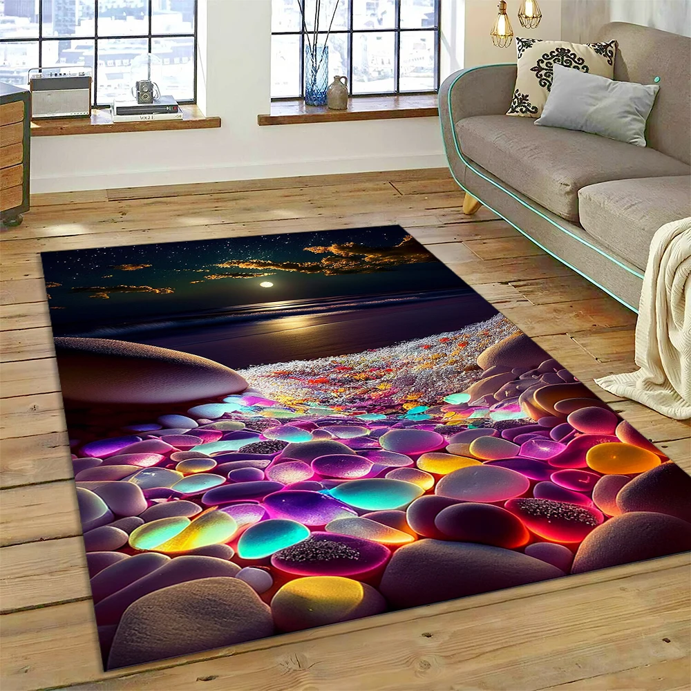 27 Style New Colorful Pebble Rainbow Road Beach Stone Scenery 3D Dywanik do salonu Sypialnia Dom Sofa, antypoślizgowa mata podłogowa