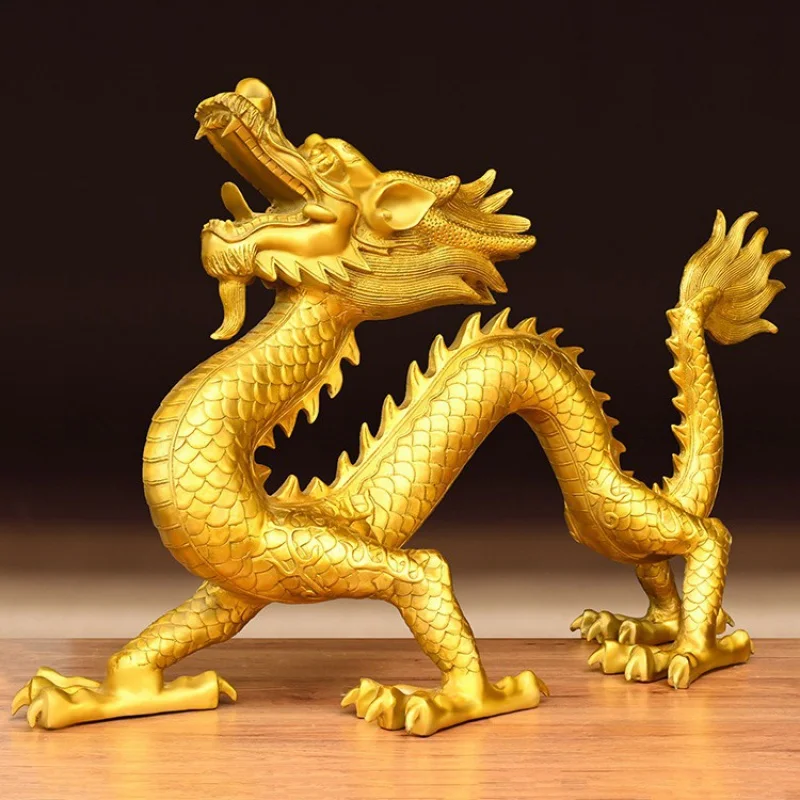 Pure Copper Dragon Decoration Golden Dragon Green Dragon Hanlong Zodiac Dragon Brass Four-Claw Dragon God Dragon Walking Dragon