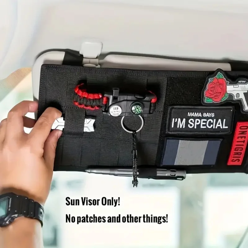 Tactical Car Sun Visor Storage Bag MOLLE Organizer Pouch Multifunctional Tool Bag for Trucks Pickup SUVs Outdoor Driving Travel