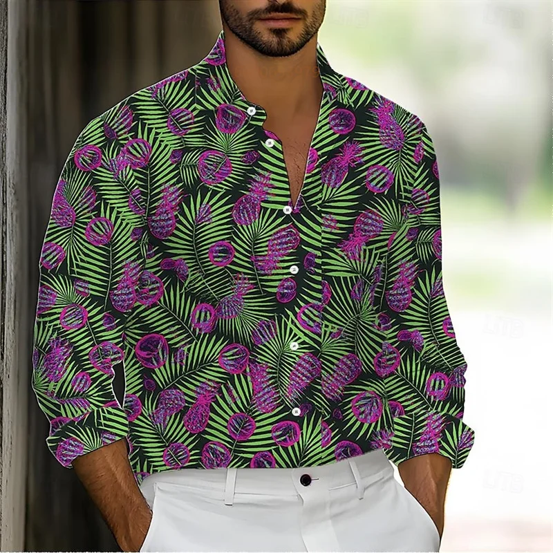 Chemise hawaïenne à fleurs tropicales pour hommes, printemps été, impression 3D, revers boutonné, bleu sarcelle, bleu clair, Rose, rouge