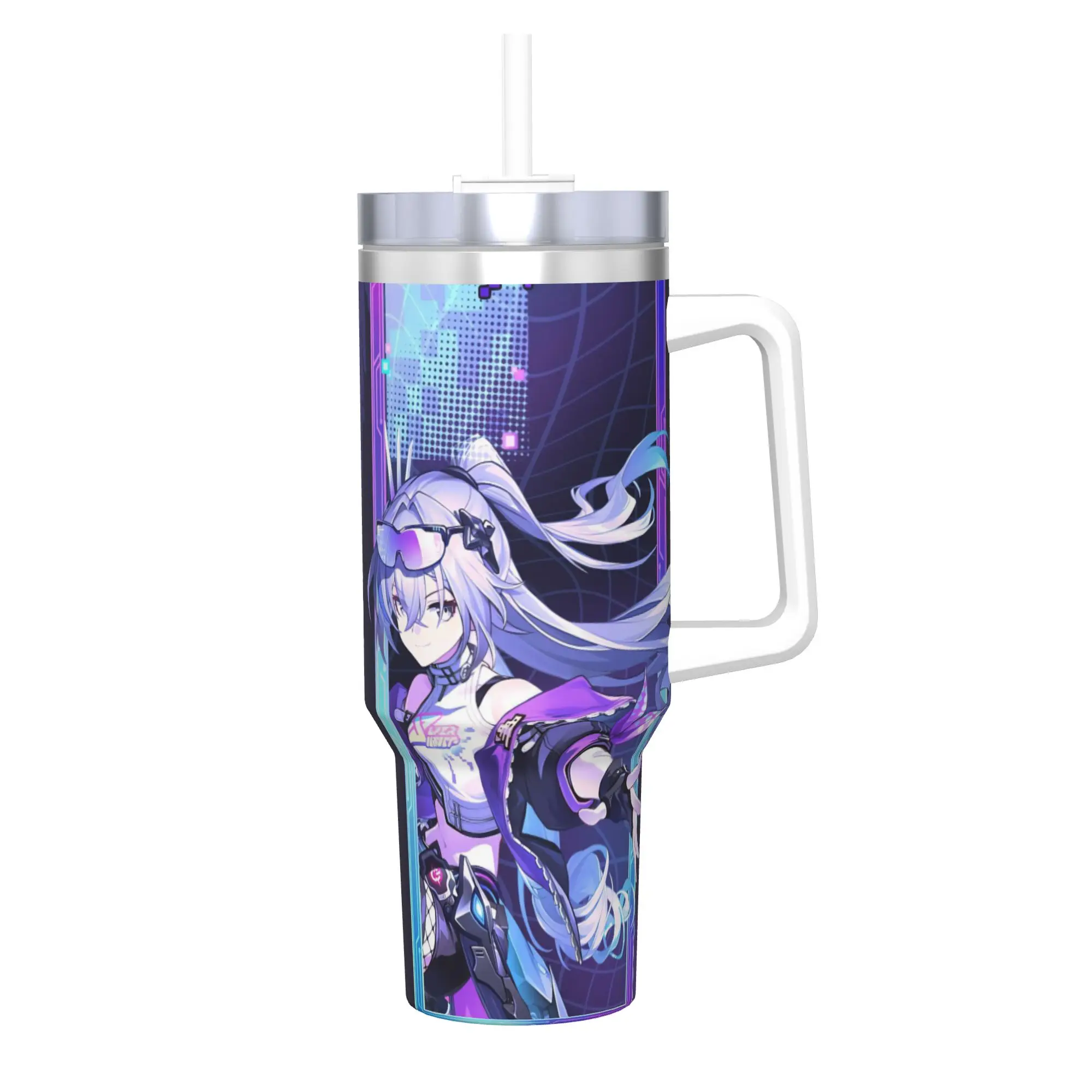 Honkai Star Rail Tumbler With Straw  Stainless Steel Mug Double Wall Vacuum Insulated for Cold Or Hot 40oz