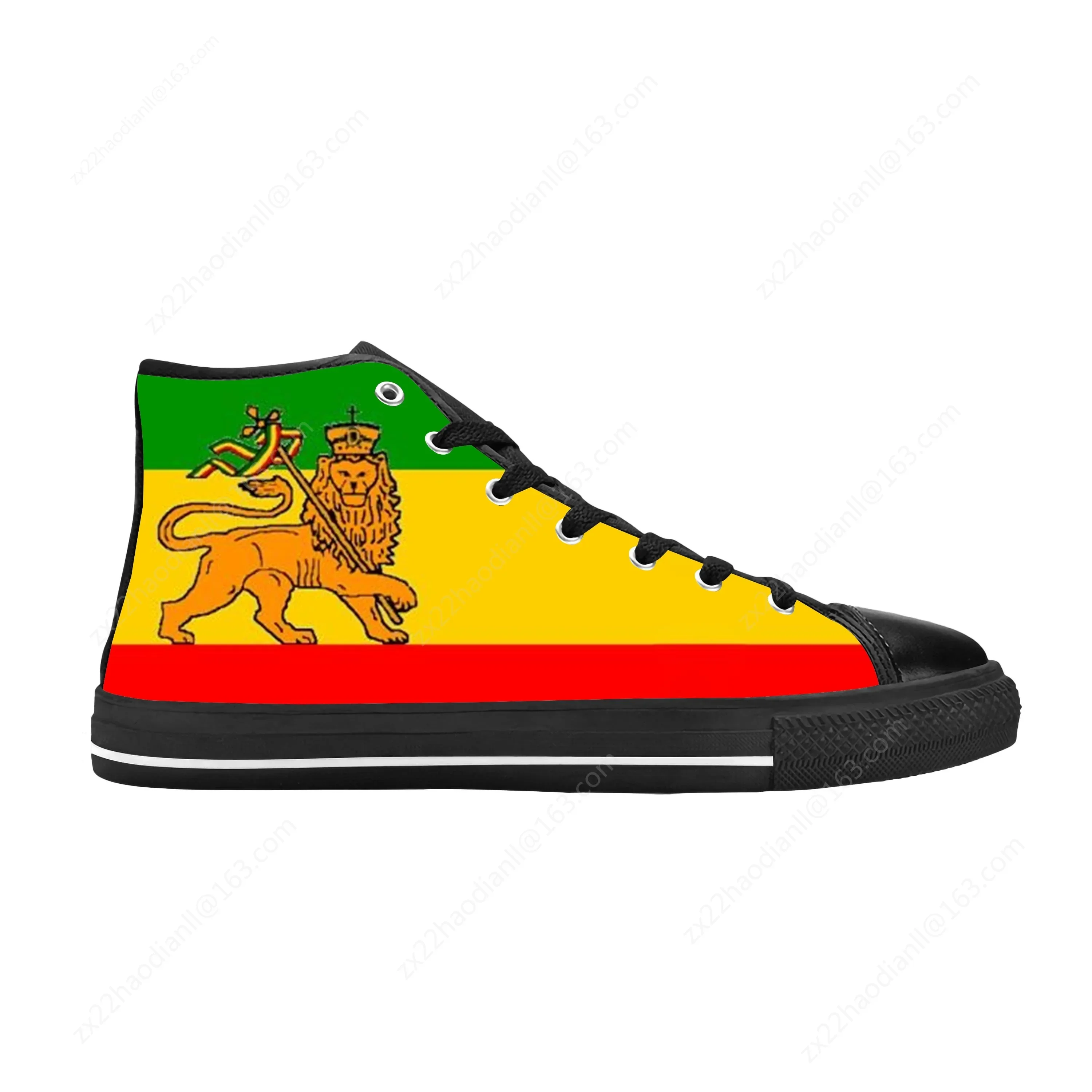 Ethiopia Ethiopian Flag Lion Of Judah Rasta Rock Casual Cloth Shoes High Top Comfortable Breathable 3D Print Men Women Sneakers