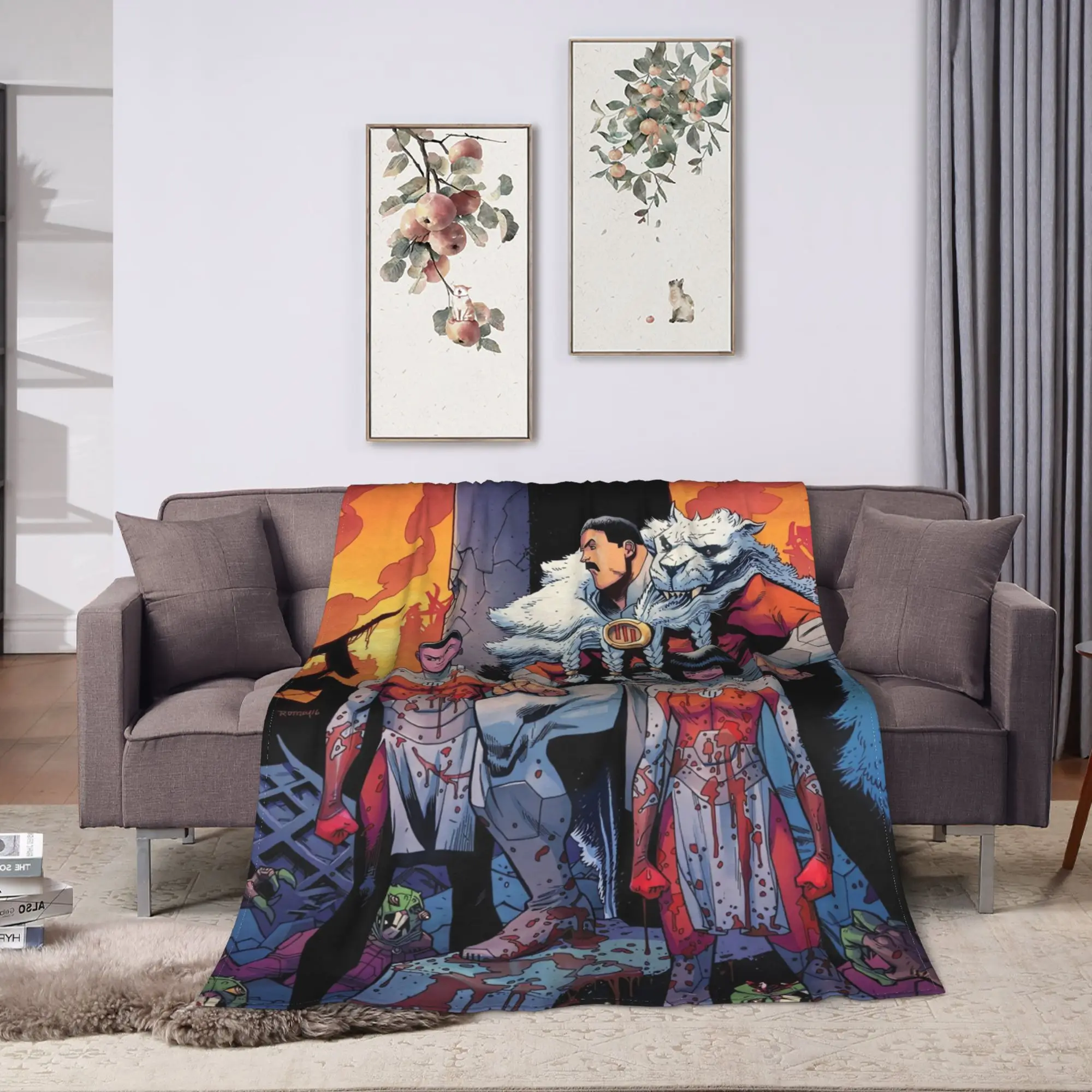 invincible Omni-Man And Viltrum Soldiers Blanket  Warm Plush Throw Blanket For Home Decor Airplane Travel Flannel Bedspread Bed