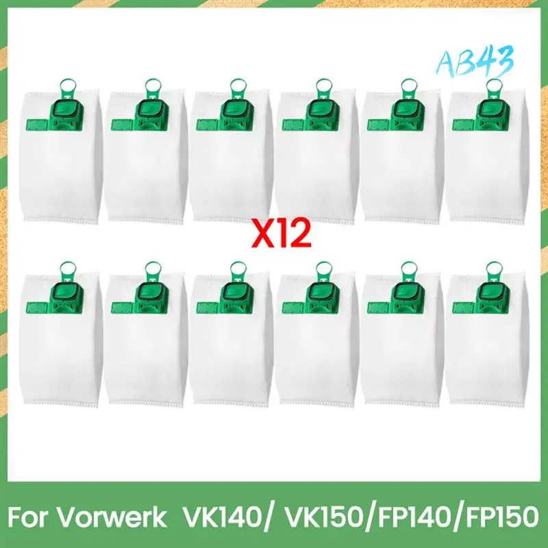 AB43-12PCS Vervanging Wegwerp Stofzak Kit Voor Vorwerk VK140/VK150/FP140/FP150 Rechtop Stofzuiger Onderdelen