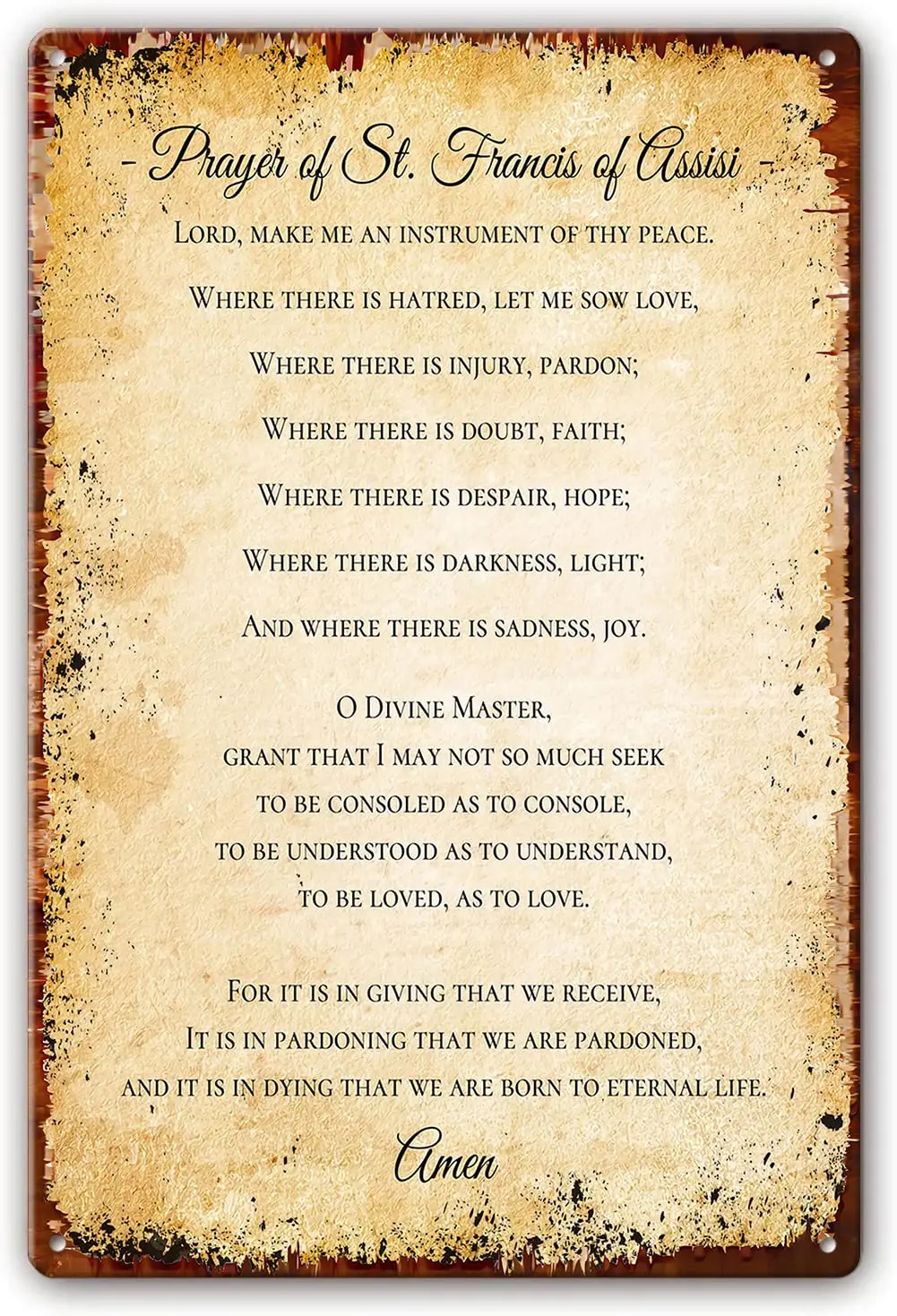 Vintage Metal Tin Sign St. Francis of Assisi Prayer Quotes Posters for Wall Decor Artwork for Office Pictures Modern Prints sign