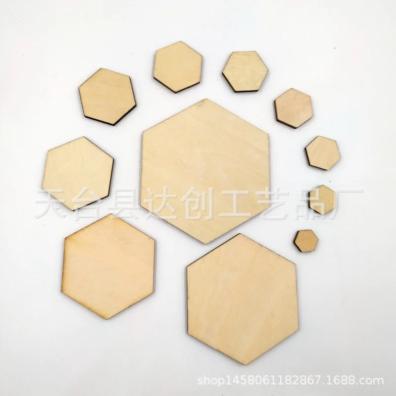 ログリンデンボード六角形木材 DIY 木材手作り落書き装飾合板チップ、完全な仕様