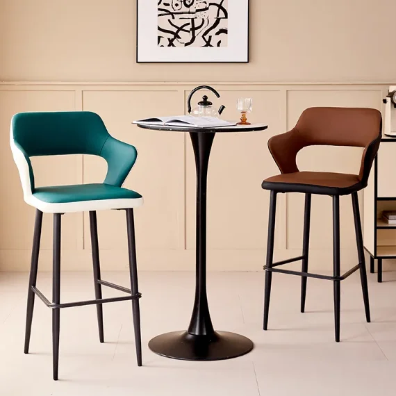 *Luxury Retro Oversized Bar Stool Metal Frame Cat-Scratch PU Leather Upholstery Adjustable Height for Home Bar and Large Spaces