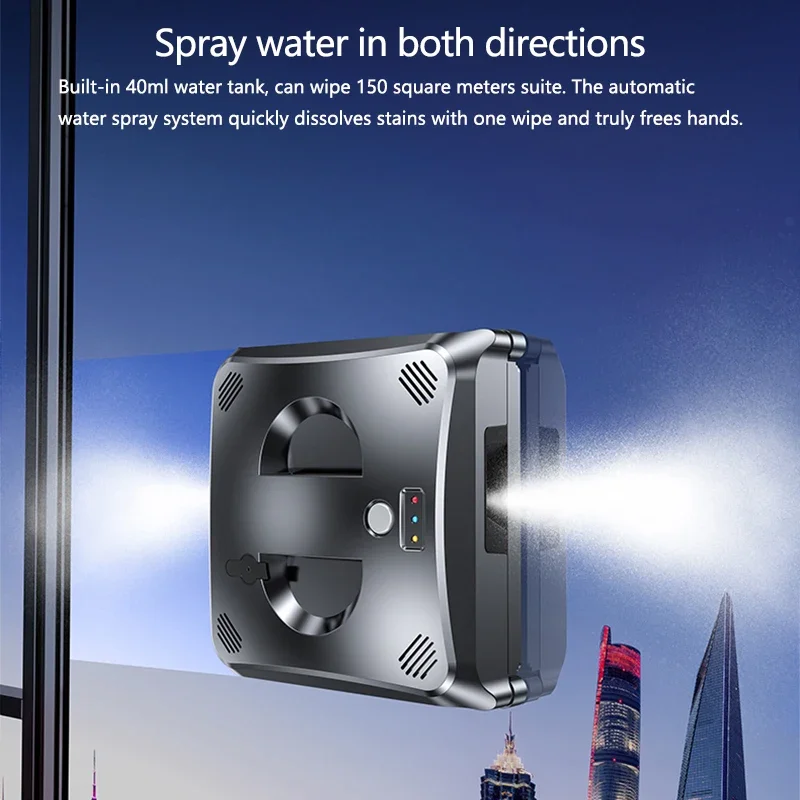 Dual-Sided Ultrasonic Water Spray Robot Robotic Glass Cleaning Window Vacuum Cleaner In Stocks