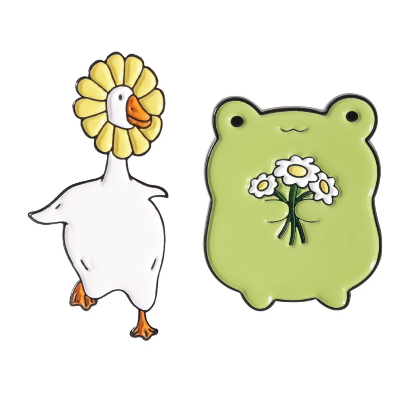 Cute Animal Frog Duck Brooch Metal Enamel Pin Creative Cartoon Badge Pin for Gift DIY Clothing Bag Hat Scarf T-shirt Jeans Decor view 5