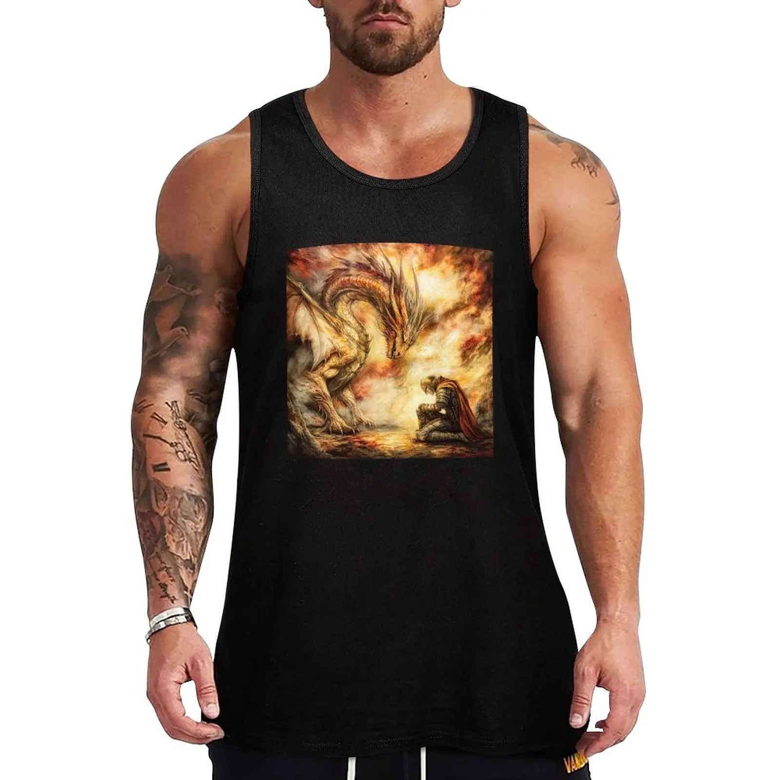 Dragon and Knight - Camiseta sin mangas Devotion, camiseta sin mangas de verano, ropa informal holgada para la playa