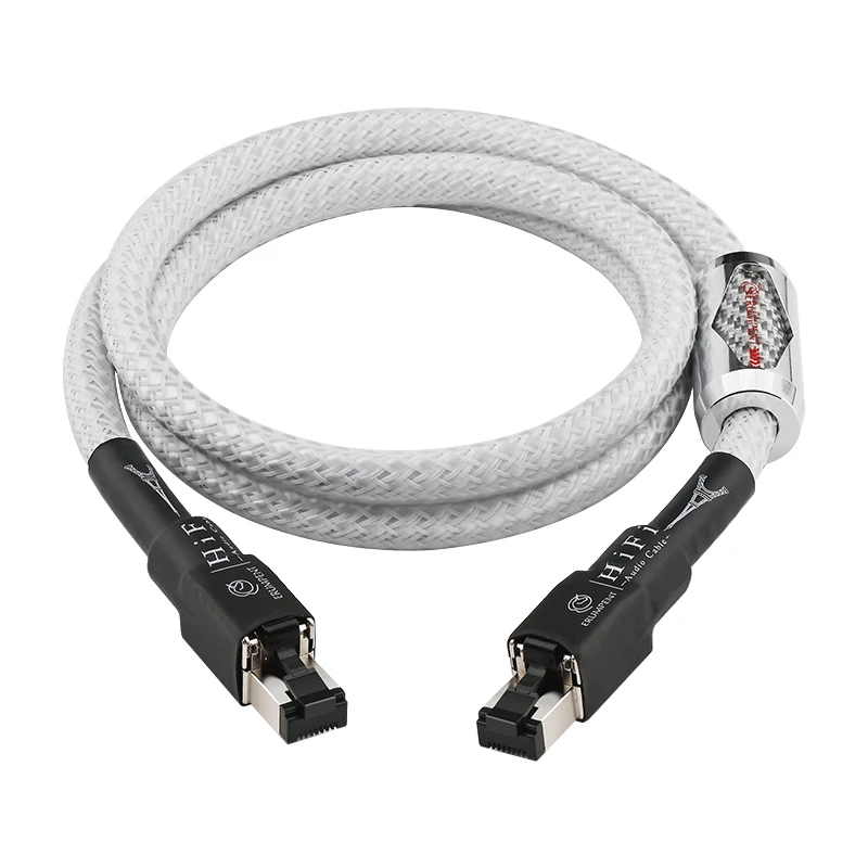 Hi-end CAT 8 Puur Zilver Netwerkkabel HiFi Audio Ethernet-kabel Hoge snelheid 40 Gbps 2000 MHz RJ45 Netwerklijn voor Router Laptop