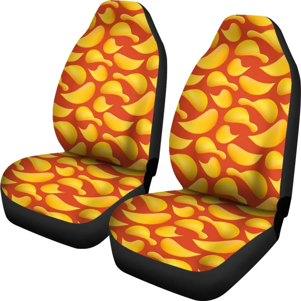 Potato Chip Print Pattern Seat Cover Car Seat Covers Set 2 Pc, Car Accessories Car Mats