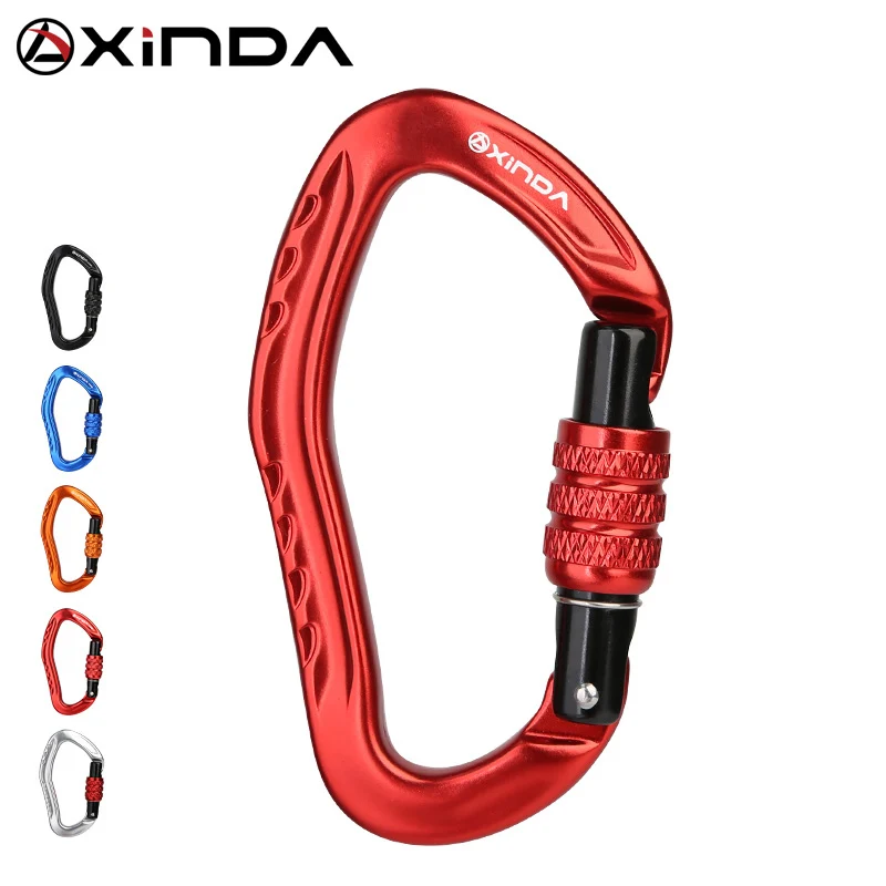 XINDA Outdoor Rock Climbing Carabiner 22KN Safety Lock Aluminum Alloy Spring-loaded Gate Buckle Survive Protective Equipment