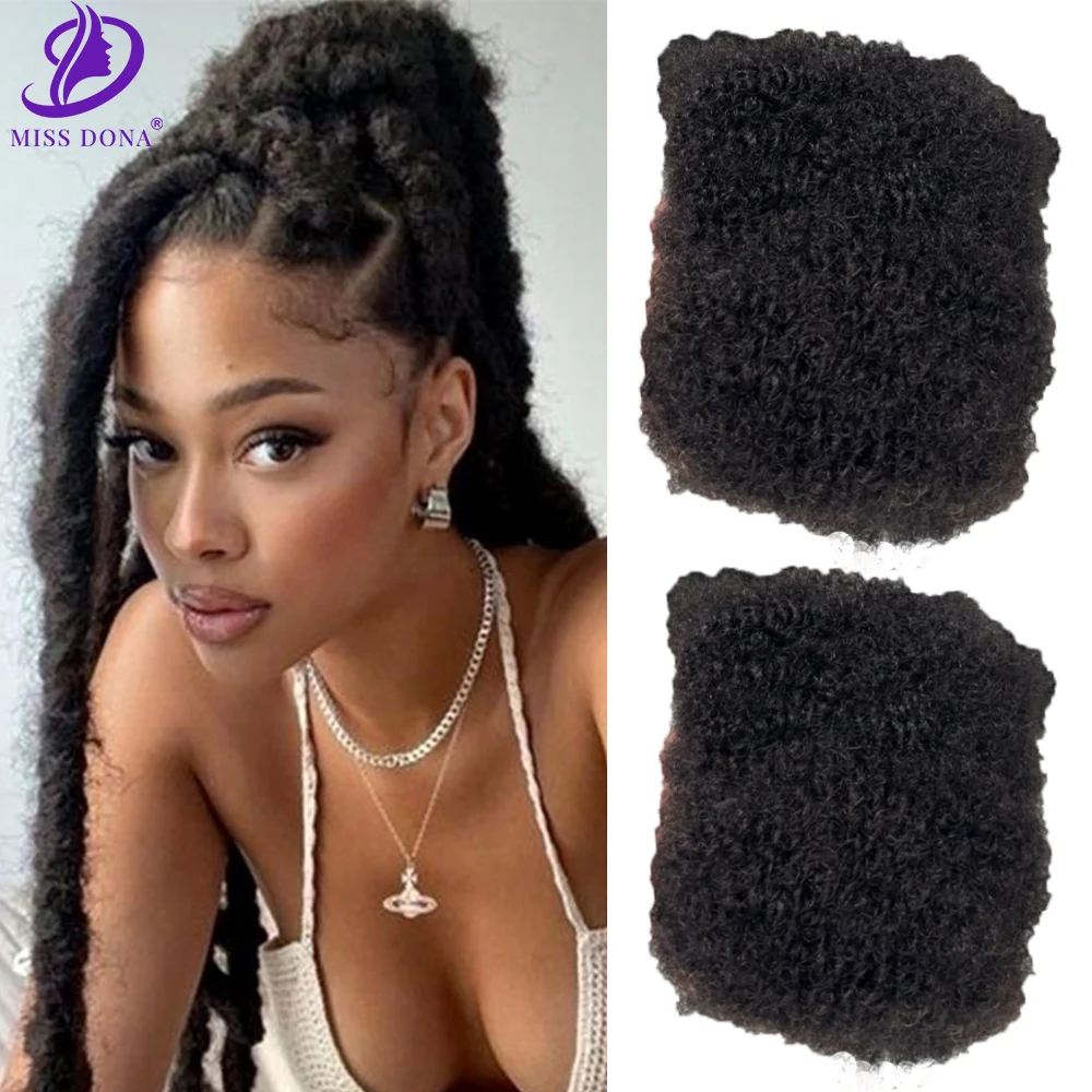 MissDona Afro Kinky Curly Marley Hair Bulk Extensions 100% Human Bulk Hair for Dreadlocks Crochet Hair Braiding 8 inches