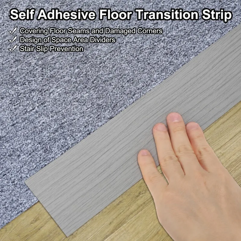 1PC 2M/78.74In Self Adhesive PVC Floor Transition Strip Flex Flat Floor Divider Seam Cover Strip for Doorways, Carpet and Floors
