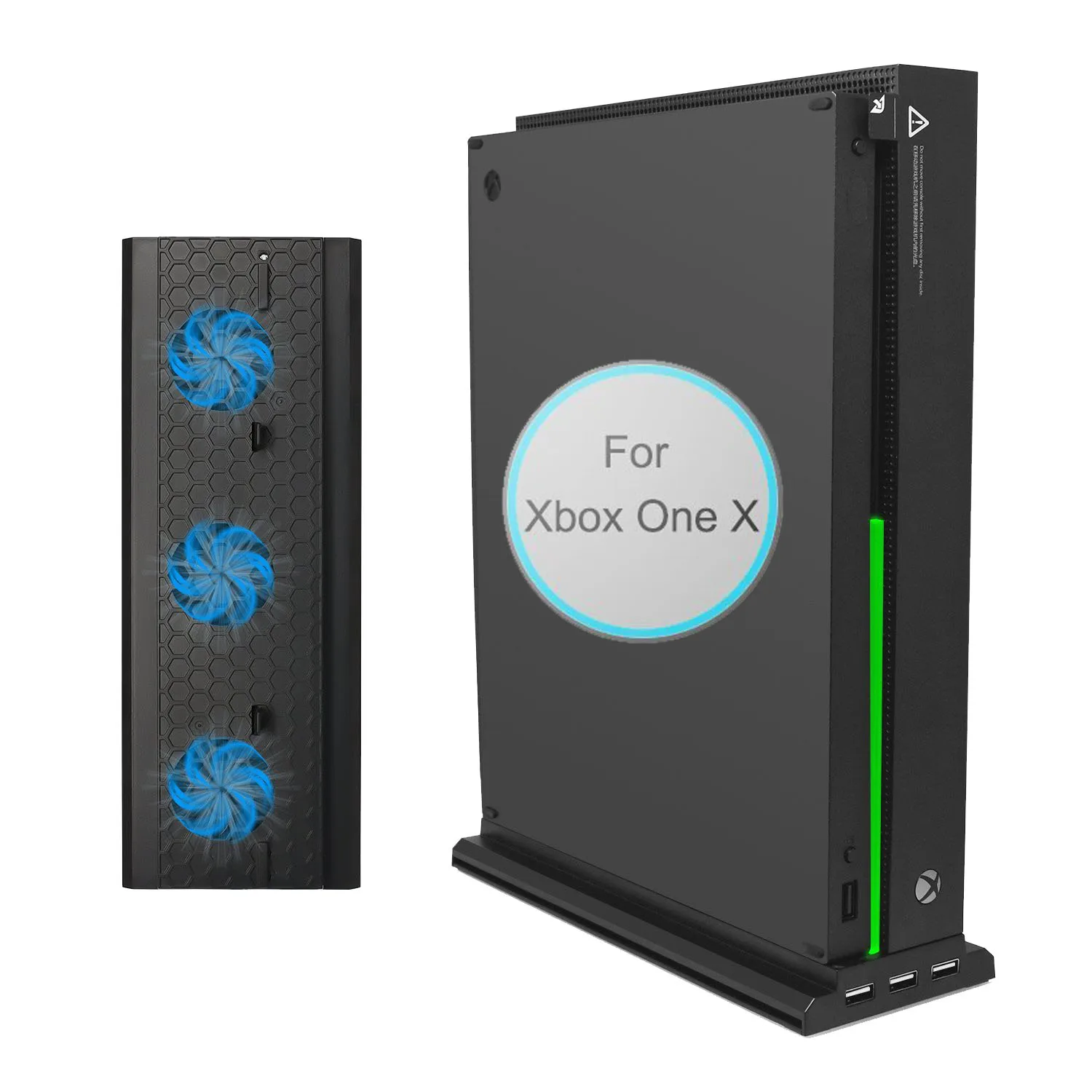 لقاعدة تبريد XBOX One X FAN مع 3 مراوح تبريد Quoet، شريط إضاءة LED و3 منافذ USB كفاءة تبديد الحرارة DOBE TYX-1768