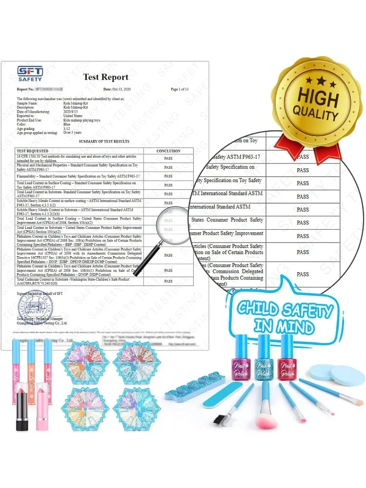 Zestaw do makijażu dla dziewczynek, zmywalny zestaw do makijażu, prawdziwy zestaw kosmetyczny dla małych dziewczynek Księżniczka