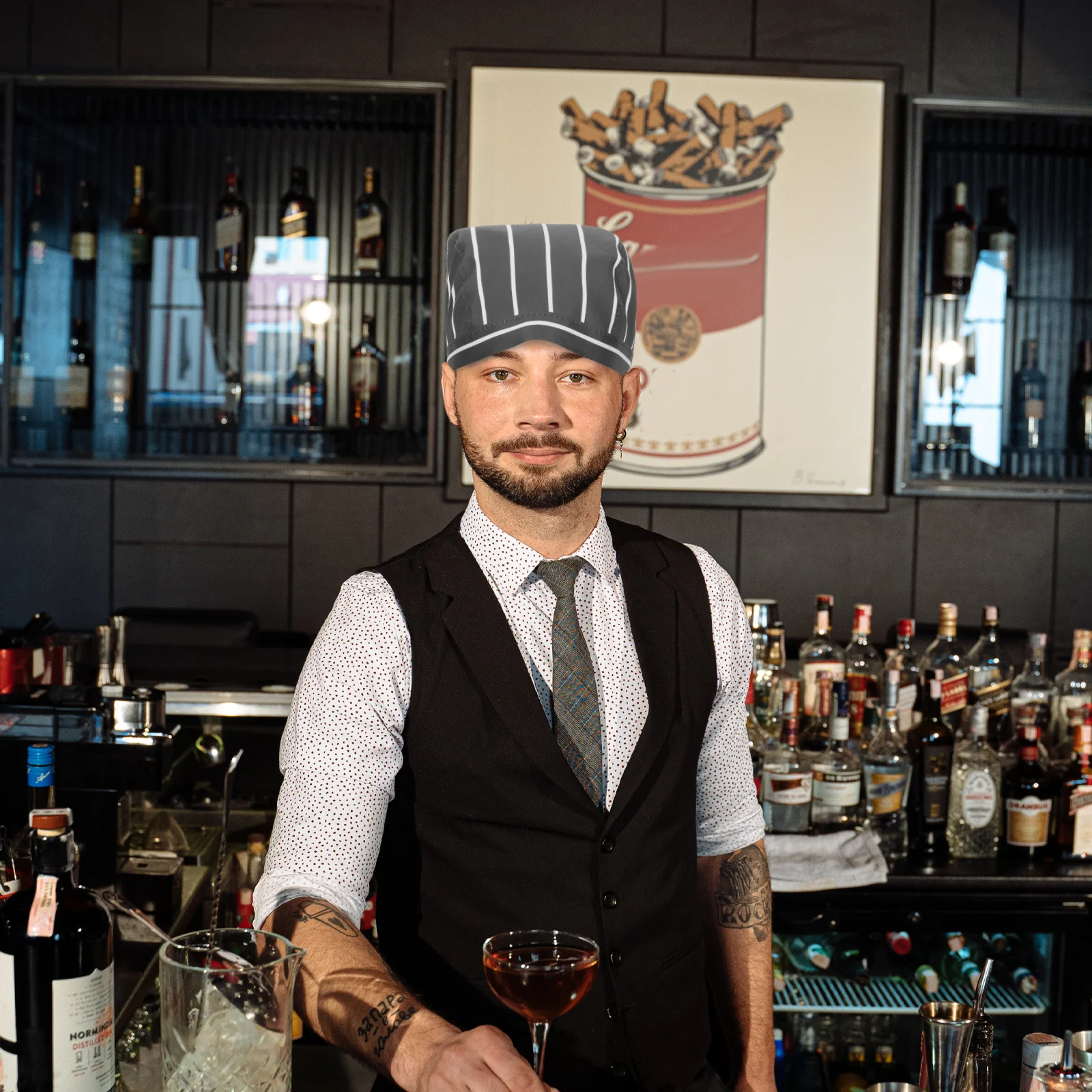 

2Pcs Unisex Cotton Chef Hat Black White Breathable Kitchen Cooking Catering Restaurant Waiter Cap Comfortable Stylish