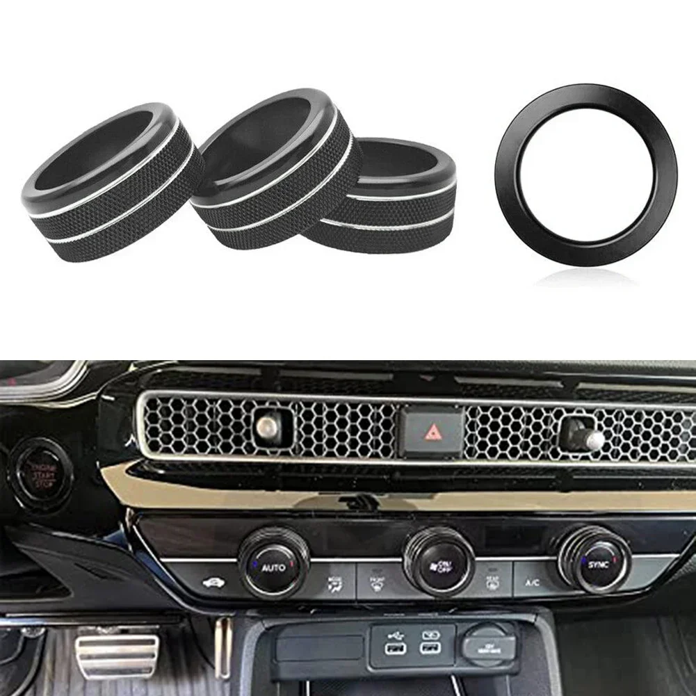 4pcs Car Styling Air Conditioning Knob Cover Ring Trim Sticker For Civic 11th Gen 2022-2023 For CR-V 2023 For HR-V 2023