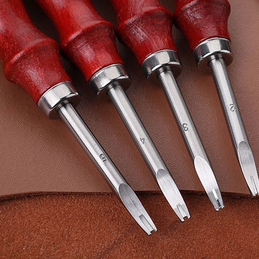 1pc 0.8/1.0/1.2/1.5mm Leather Edge Beveler Skiving Beveling Knife Cutting Hand Craft Tool with Wood Handle DIY Tools