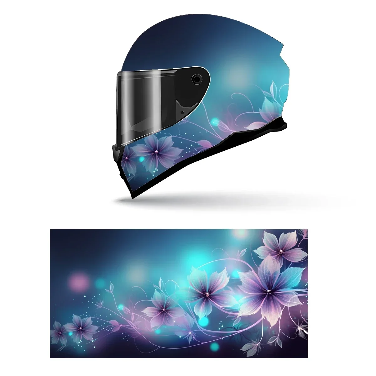Adesivo Decorativo Colorido Abstrato Floral para Capacete de Moto, Gráfico de Corrida, Vinil para Envelopamento de Capacete