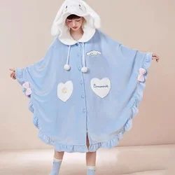 Cartoon Cinnamoroll Plush Pajamas Robe Set Melody Women Sanrioed Anime Kawaii Homewear Cute Long Style Thickened Nightgown Pants