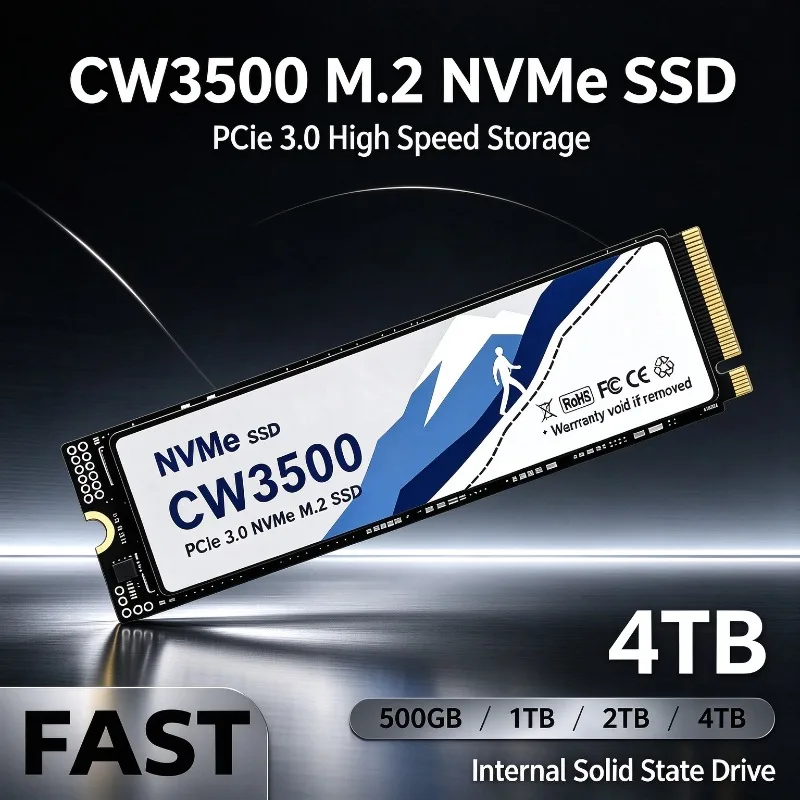 CW3500 M.2 NVMe SSD 500GB/1TB/2TB/4TB PCIe 3.0 X4 Internal Solid State Drive for Computer Laptop High-Speed Storage Upgrade