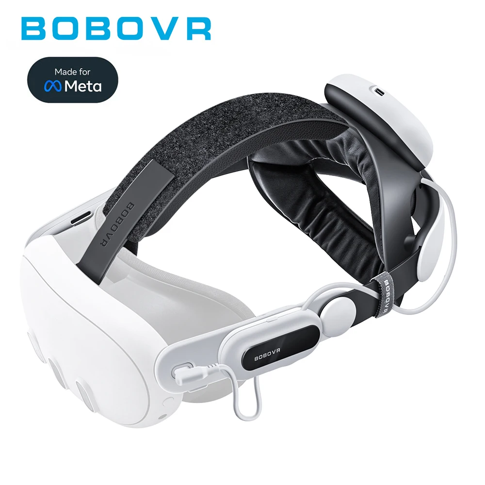 

BOBOVR E3 Pro Battery Strap Compatible With Quest 3 3S 10000mAh Battery 3.5mm Audio Jack Official Made for Meta for VR Accessory